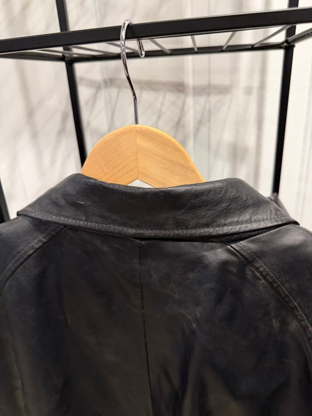 Long Black Leather Trench Coat - Picture 4 of 8